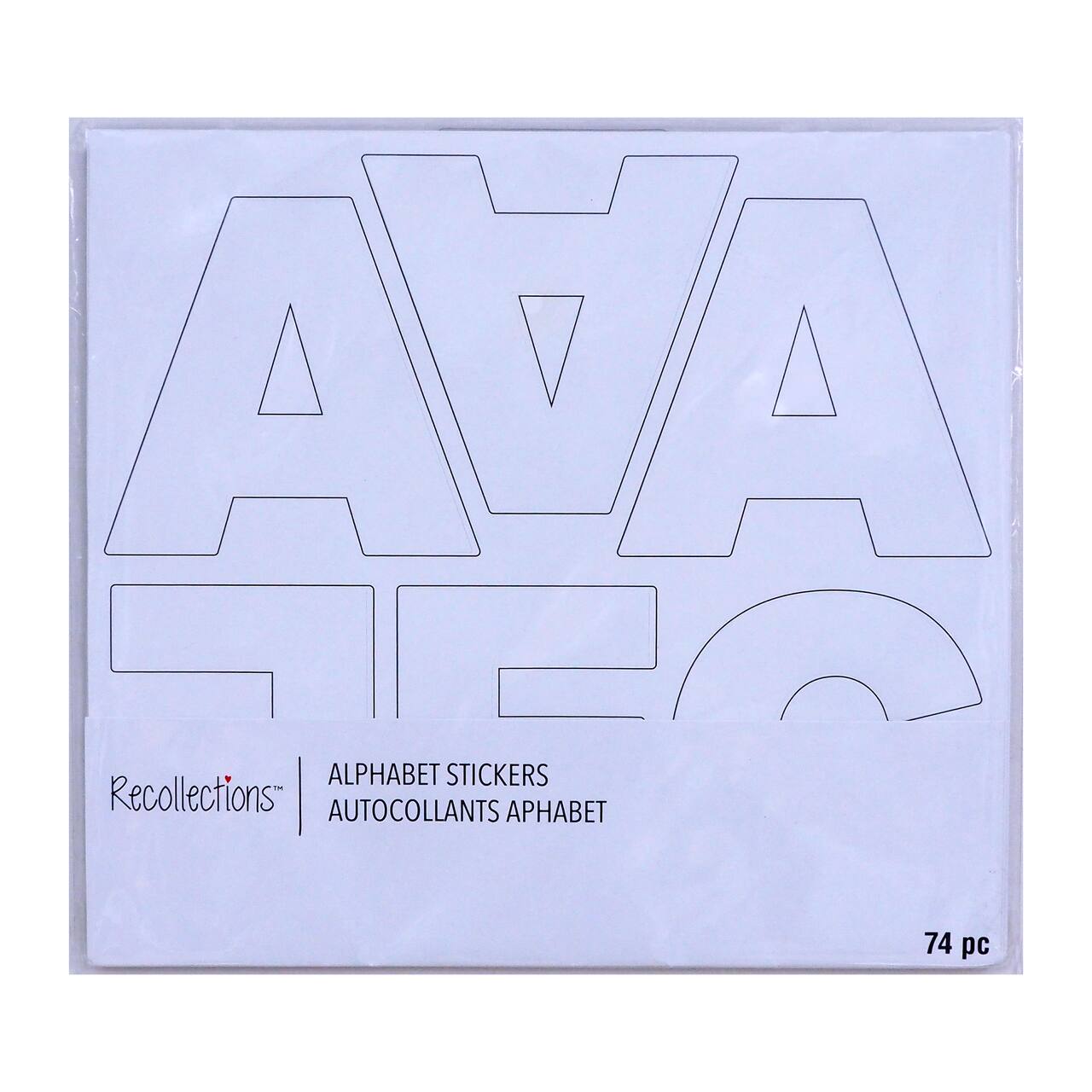 12 Packs: 74 ct. (888 total) Large White Block Alphabet Stickers by Recollections™